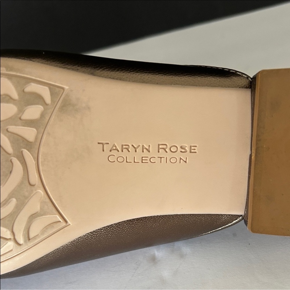 Taryn Rose metallic bronze leather slip-on mules with gold-tone hardware - Picture 10 of 11